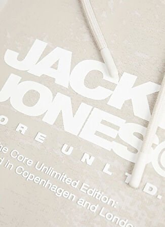 Jack & Jones Kapüşon Yaka Ekru Erkek Sweatshırt 12269940_JCOAERO FRONT PRINT SWEAT