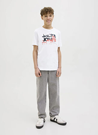 Jack & Jones Baskılı Beyaz Erkek Çocuk T-Shirt 12259476