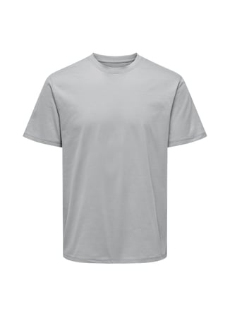 Only & Sons O Yaka Düz Gri Erkek T-Shirt ONSMAX LIFE SS STITCH TEE NOOS
