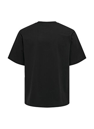 Only & Sons Düz Yaka Baskılı Siyah Erkek T-Shirt ONSCURATED RLX PRINT SS TEE NOOS