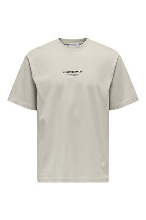 Only & Sons Erkek Onscurated Bisiklet Yaka %100 Pamuk T-Shirt 22030925 Taş