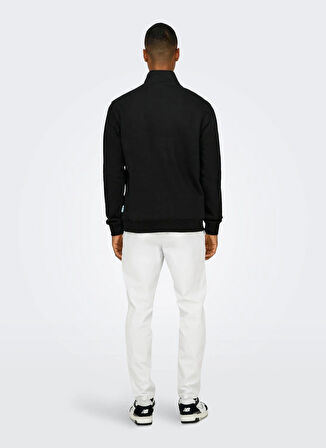 Only & Sons Siyah Erkek Sweatshırt ONSCURATED REG HALF ZIP SWEAT NOOS