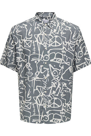 ONSBUD LIFE SS SLIM AOP VISC/LIN SHIRT 