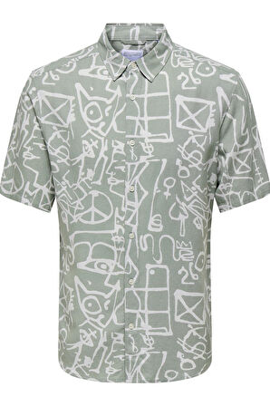 ONSBUD LIFE SS SLIM AOP VISC/LIN SHIRT 