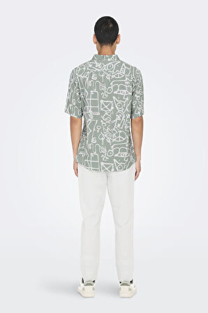 ONSBUD LIFE SS SLIM AOP VISC/LIN SHIRT 