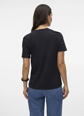 Vero Moda Bisiklet Yaka Siyah Kadın T-Shirt VMPAULINA SS T-SHIRT JRS NOOS