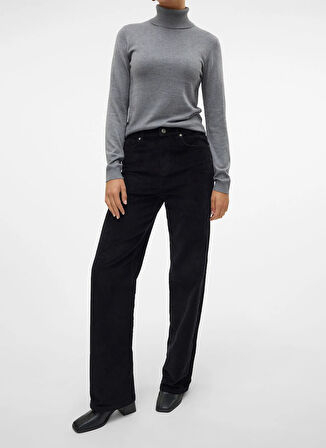 Vero Moda Yüksek Bel Standart Siyah Kadın Pantolon VMTESSA HR WIDE CORDUROY PANTS GA N