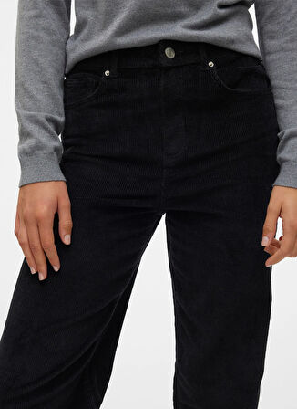 Vero Moda Yüksek Bel Standart Siyah Kadın Pantolon VMTESSA HR WIDE CORDUROY PANTS GA N