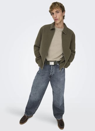 Only & Sons Lacivert Erkek Bol Kesim Taşlamalı Denim Pantolon 22032333 ONSFADE BBLK 2333 TAI DNM