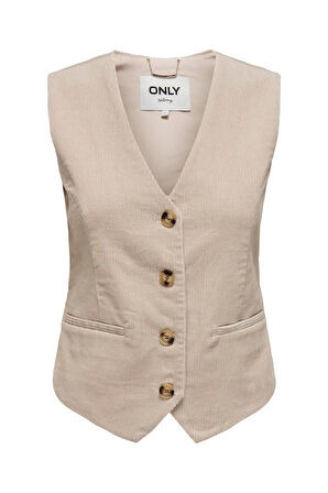 ONLTIGGY S/L FIT CORD VEST TLR Kadın Bej Yelek - 15331546
