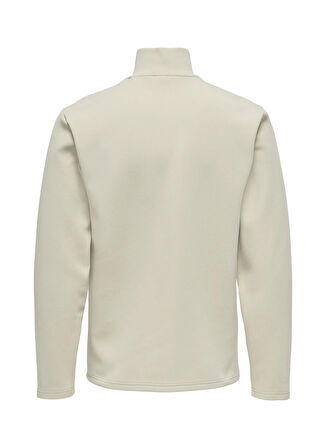 Only & Sons Ekru Erkek Sweatshırt ONSLARS REG QUARTER ZIP HIGH NECK