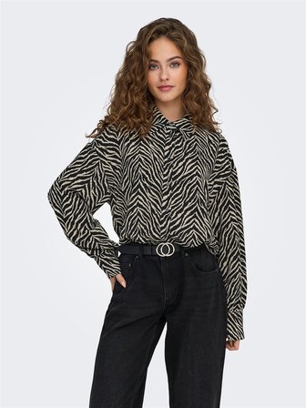 ONLKATTY LIFE L/S LOOSE SHIRT PTM Kadın Siyah Gömlek - 15341494