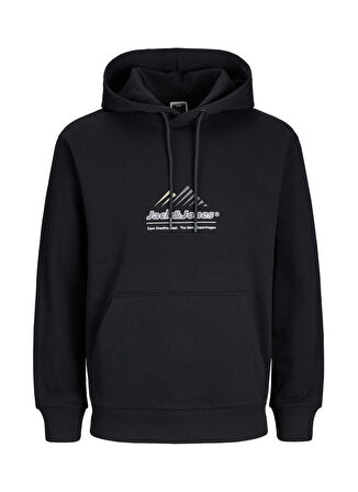 Jack & Jones Kapüşon Yaka Siyah Erkek Sweatshırt 12266908_JCOLIMA LOGO SWEAT HOOD BF