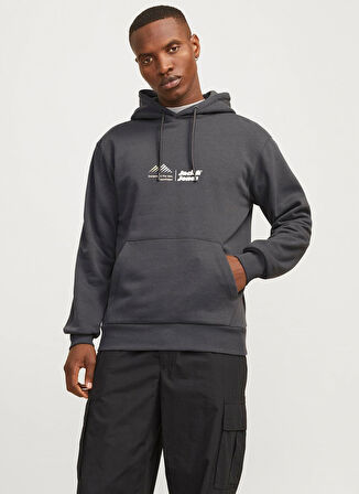 Jack & Jones Kapüşon Yaka Mor Erkek Sweatshırt 12266908_JCOLIMA LOGO SWEAT HOOD BF