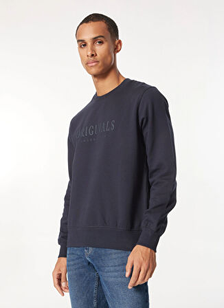 Jack & Jones Bisiklet Yaka Lacivert Erkek Sweatshırt 12265756_JORFREDERIKSBERG SWEAT CRE
