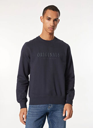 Jack & Jones Bisiklet Yaka Lacivert Erkek Sweatshırt 12265756_JORFREDERIKSBERG SWEAT CRE