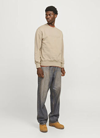 Jack & Jones Bisiklet Yaka Bej Erkek Sweatshırt 12265756_JORFREDERIKSBERG SWEAT CRE