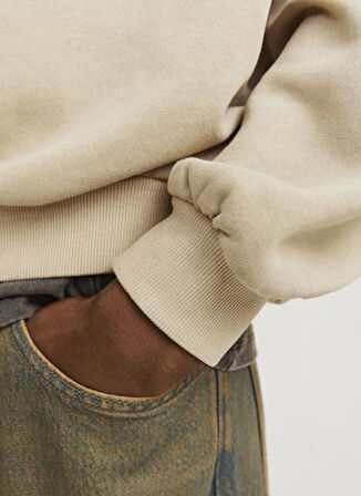 Jack & Jones Bisiklet Yaka Bej Erkek Sweatshırt 12266178_JORRIDGEWOOD WASH SWEAT CR