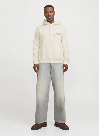 Jack & Jones Kapüşon Yaka Kırık Beyaz Erkek Sweatshırt 12265823_JORFREDERIKSBERG MARGATE S