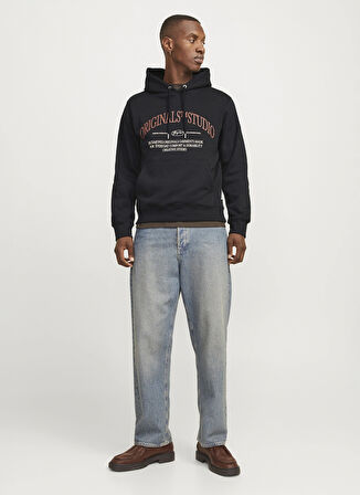 Jack & Jones Kapüşon Yaka Siyah Erkek Sweatshırt 12265823_JORFREDERIKSBERG MARGATE S