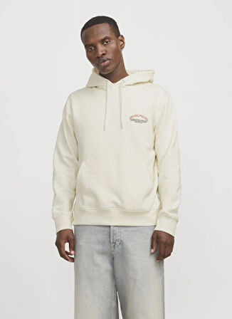 Jack & Jones Kapüşon Yaka Krem Erkek Sweatshırt 12265823_JORFREDERIKSBERG MARGATE S