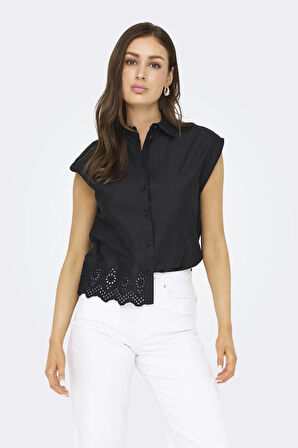 ONLLOU LIFE EMB S/S SHIRT PTM SİYAH