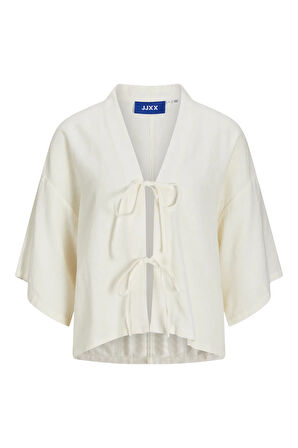 JJXX Kadın Jxbreeze Bağlama Detaylı Keten Gömlek 12270942 Ekru