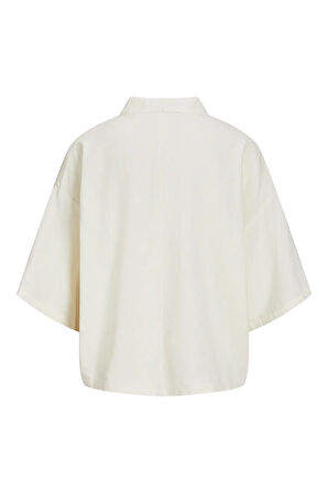 JJXX Kadın Jxbreeze Bağlama Detaylı Keten Gömlek 12270942 Ekru