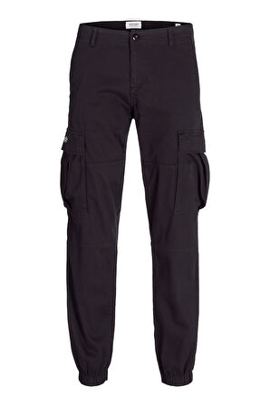 Jack & Jones Erkek Jpstkane Rahat Kalıp Kargo Pantolon 12268261 Siyah