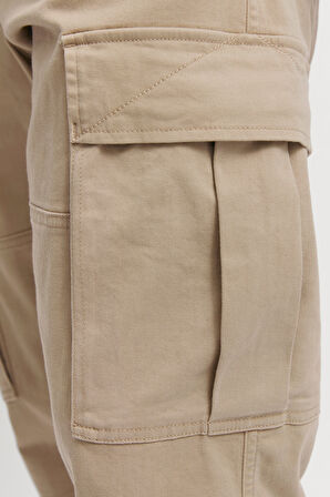 Jack & Jones Erkek Jpstkane Rahat Kalıp Kargo Pantolon 12268261 Bej