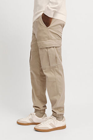 Jack & Jones Erkek Jpstkane Rahat Kalıp Kargo Pantolon 12268261 Bej