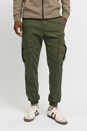 Jack & Jones Erkek Jpstkane Rahat Kalıp Kargo Pantolon 12268261 Haki
