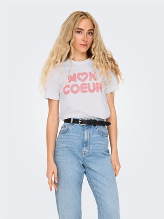 ONLARIYA LIFE REG S/S LOVE TOP BOX JRS Kadın Beyaz T-Shirt - 15343191