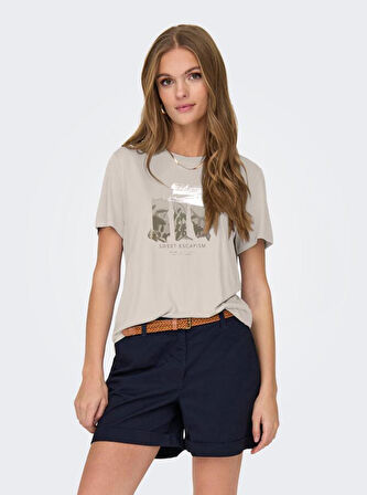 Only Onlfree Life Reg S/S Leaf Top Jrs Kadın T-shirt 15303212