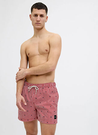 Jack & Jones Kırmızı Erkek Şort Mayo 12272933_JPSTMAUI JJSWIM MINI STRIP