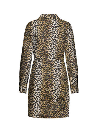 Only Gömlek Yaka Baskılı Açık Kahve Standart Kadın Elbise ONLJANE LIFE L/S ISA DRESS PTM