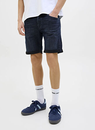 Koyu Mavi Erkek Normal Bel Standart Kalıp Denim Şort JJIRICK JJFOX SHORTS CB 310 SN