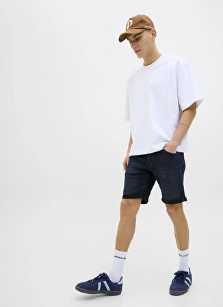 Koyu Mavi Erkek Normal Bel Standart Kalıp Denim Şort JJIRICK JJFOX SHORTS CB 310 SN