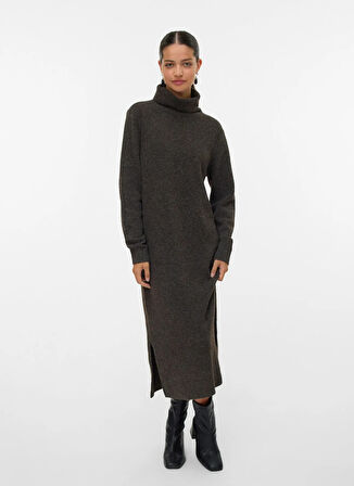 Vero Moda Balıkçı Yaka Kahve Uzun Kadın Elbise VMBOOM LS ROLLNECK DRESS GA