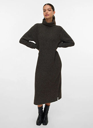 Vero Moda Balıkçı Yaka Kahve Uzun Kadın Elbise VMBOOM LS ROLLNECK DRESS GA