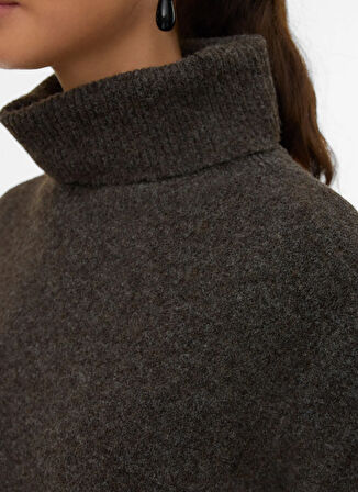 Vero Moda Balıkçı Yaka Kahve Uzun Kadın Elbise VMBOOM LS ROLLNECK DRESS GA
