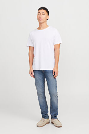 Jack & Jones Erkek Jjıglenn Düşük Bel Slim Fit Jean Pantolon 12258826 Mavi