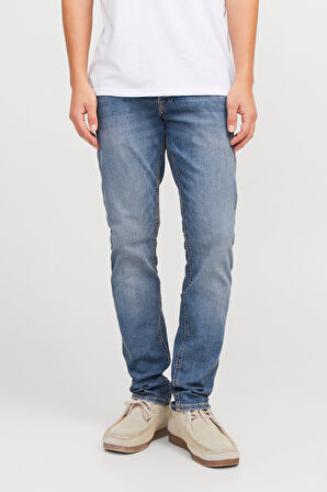 Jack & Jones Erkek Jjıglenn Düşük Bel Slim Fit Jean Pantolon 12258826 Mavi