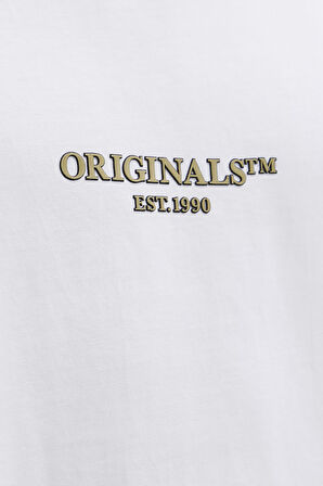 Jack & Jones Erkek Jorıslıngton Bisiklet Yaka Kısa Kollu %100 Pamuk T-Shirt 12273157 Beyaz