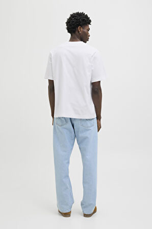 Jack & Jones Erkek Jorıslıngton Bisiklet Yaka Kısa Kollu %100 Pamuk T-Shirt 12273157 Beyaz