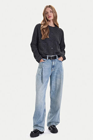 Only Kadın Onlpıemonte Sıfır Yaka Torba Cepli Yünlü Hırka 15344118 Koyu Gri