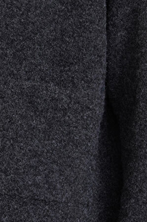 Only Kadın Onlpıemonte Sıfır Yaka Torba Cepli Yünlü Hırka 15344118 Koyu Gri