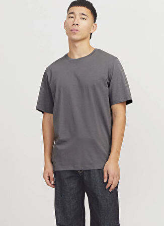 Jack & Jones Bisiklet Yaka Gri Erkek T-Shirt 12156101_JJEORGANIC BASIC TEE SS O-