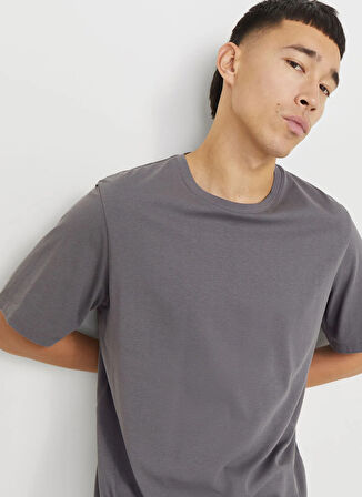 Jack & Jones Bisiklet Yaka Gri Erkek T-Shirt 12156101_JJEORGANIC BASIC TEE SS O-