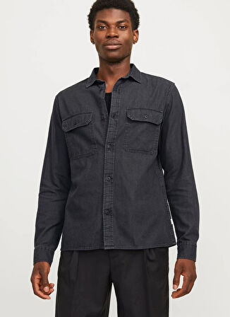 Jack & Jones Comfort Fit Siyah Erkek Gömlek JJETRAVIS SHIRT LS NOOS